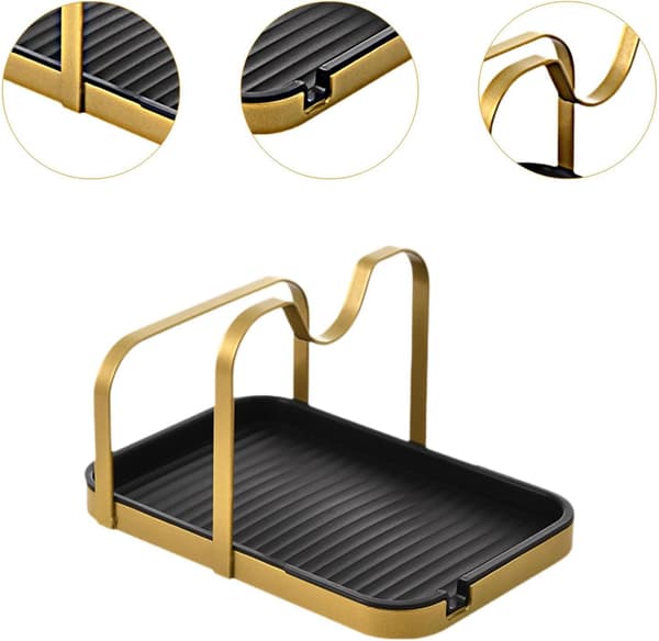 Iron Pot Lid Rack, Multifunctional Cutting Board Rack, Pot Lid Storage, for Cabinets, Gold