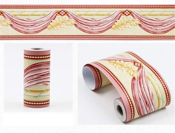 Red Drape Wallpaper Border Removable Wall Decor Wall Border Bulletin Board Border Cutout Waterproof PVC Sticker Baseboard 10cm X 900cm