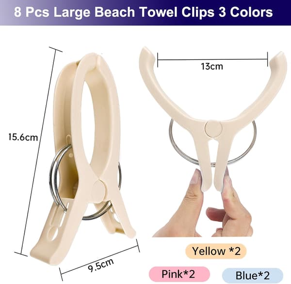 Large Beach Towel Clips, Heavy Duty Durable Large Clothes Pegs, Non-slip Large