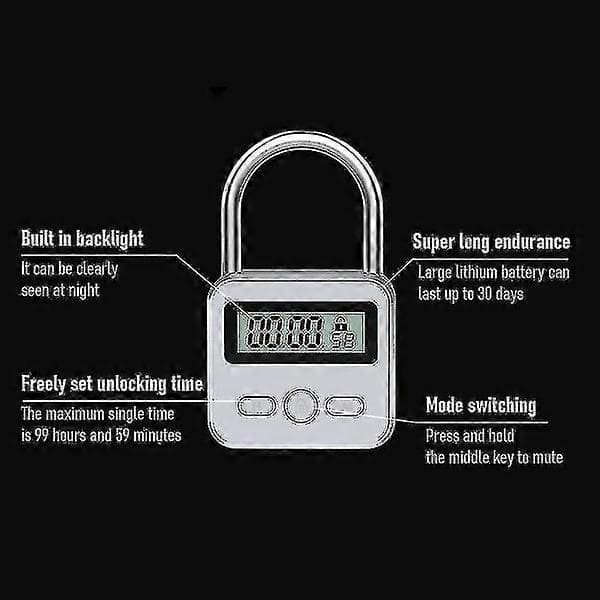 Smart Time Lock, Metal Time Lock, Up to 99 Hours, with LCD Screen, Time Manager, Unlocks Only When Time is Up - Self-Discipline