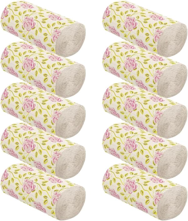 10 Rolls Rose Pattern Toilet Paper, Solid Core, Bathroom Paper, Bulk Pack, Decorative Toilet Paper