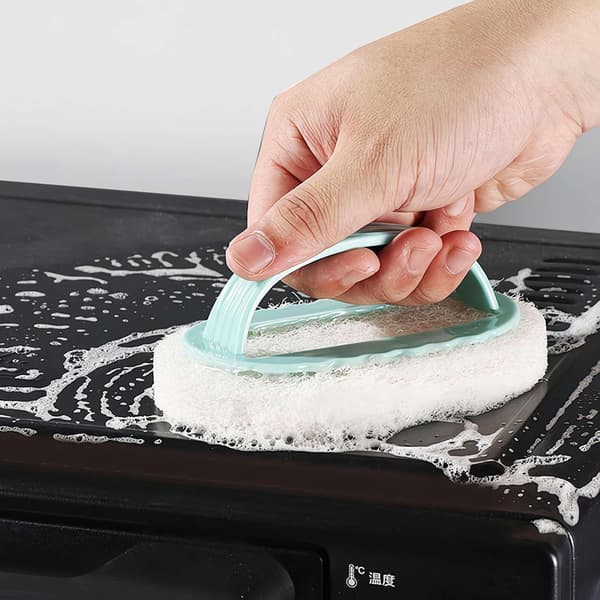 Handled Sponge Brush Blue Soft Magic Sponge Eraser Cleaning Bathtub Ceramic Tile Cleaning Tool Kitchen Tool Grey Grey