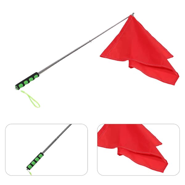 Horse Training Signal Flag with 1.2m Telescopic Green Handle, Red Referee Flag