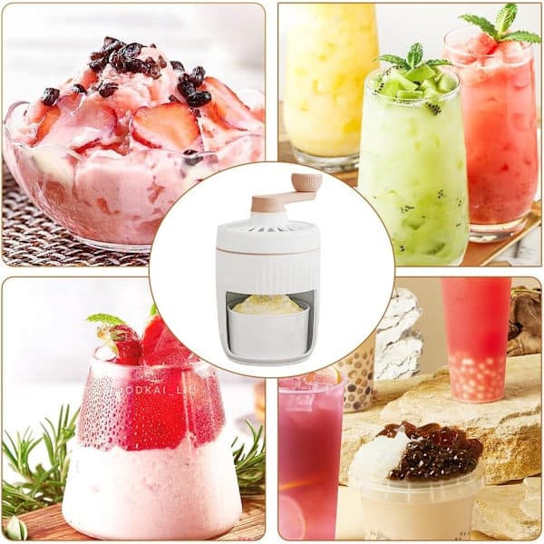 Manual Rotary Slush Machine, Slushie Machine with Ice Cube Tray, Handheld Ice Crusher with Crank Handle, BPA-Free