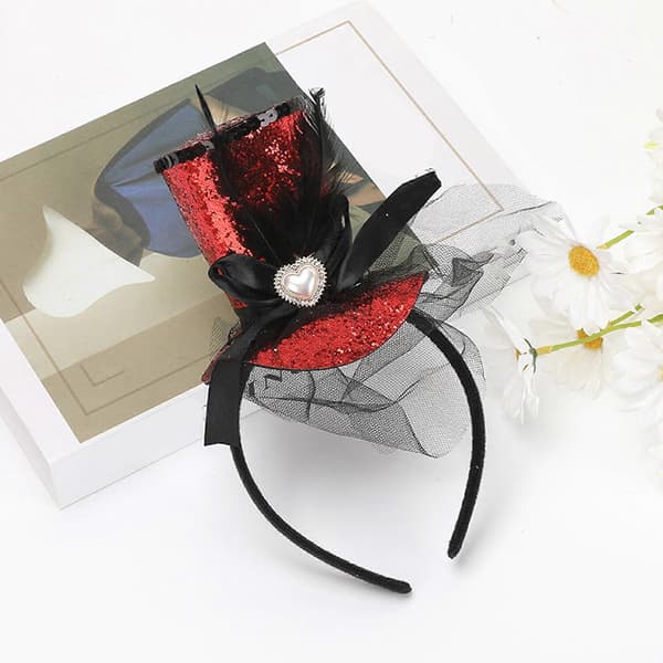 Børn Fascinators Høj Hat med Blomsterfjer Pillbox Hat til Piger Make-up Fest til Halloweenfest Opera[DB] 1 1