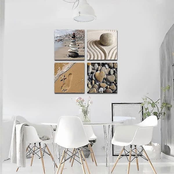 Romantic Beach Theme 4 Piece Modern Artwork Ocean Canvas Print Contemporary Abstract Seascape