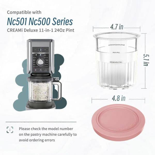 4-pack Ninja Creami Deluxe Replacement Pints and Lids, Compatible with NC501 NC500 Series - FX-Blue Single Blue Single