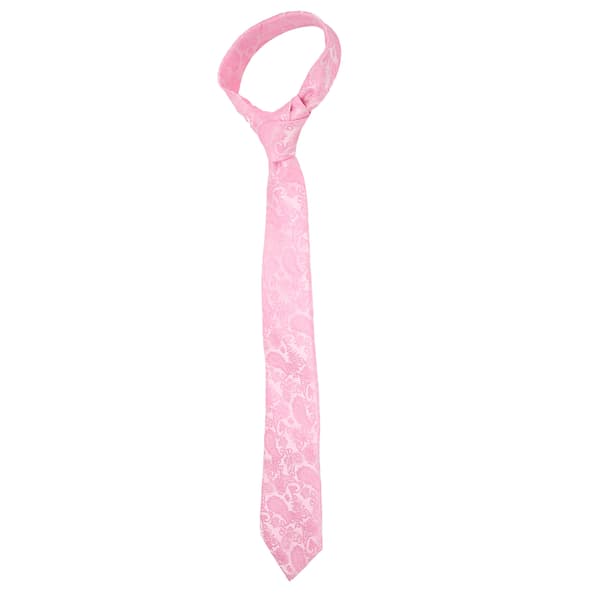 Herreslips Lommetørklæde Sæt Pink Print Klassisk Stil Slips Lommetørklæde Kit til Forretningsmøder Fester Bryllupper
