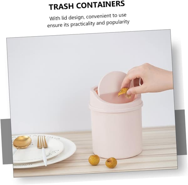 Mini Trash Can with Flip Lid, Desktop Storage Bin for Office, Dressing Table, Bedside Cabinet