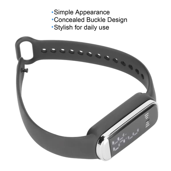 Digitalt ur LED-display 12/24 timer Genopladeligt Stilrent Elektronisk Armbåndsur til Mænd Kvinder Sort