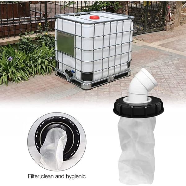 45° IBC Tanklåg med vaskbart nylonfilter til 1000 liters IBC regnvandstank, 165 mm regnvandsfilter