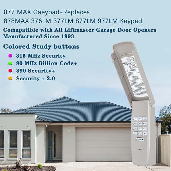 Wireless Garage Door Keypad Compatible with 877MAX 878MAX Openers