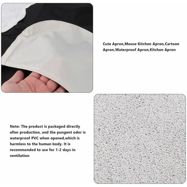 Cute Cartoon Mouse Kitchen Apron for Women Home Cleaning Tool Waterproof Apron Easy to Clean-Black