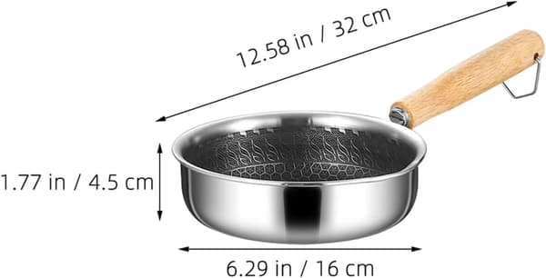 Nonstick stekepanne i rustfritt stål 20 cm Honeycomb-overflate Varmebevarende trehåndtak