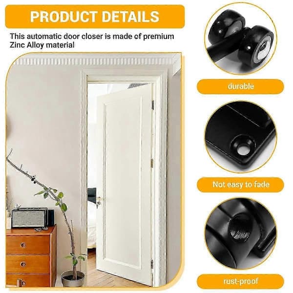 Automatic Door Closer Metal Adjustable Heavy Duty Safety Spring Silencer Convert Hinged Door Interior Exterior