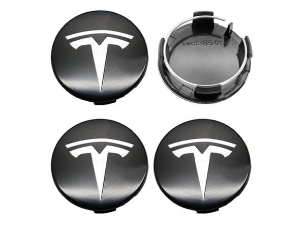 4-pak - Tesla Navkapsler / Hjulnavsemblem - Bil 77{F2} 77 Sort/sølv Svart/silver 77