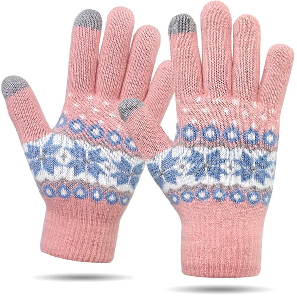 Vinter Touchscreen-hansker Varme termiske myke fôr Elastisk mansjett for kvinner Rosa Pink