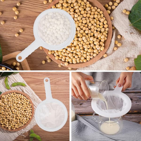 2-pack fine mesh strainers, small strainers for kitchen Ultra-fine nylon mesh sieve strainer-skimmer with handle strainers