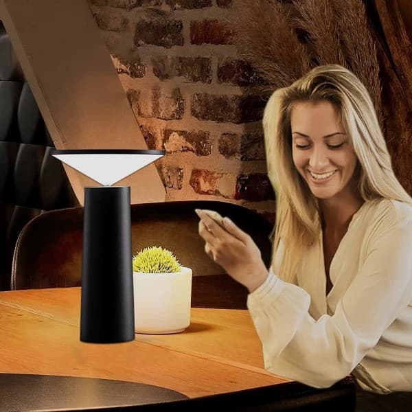 Wireless Table Lamp, USB Rechargeable Desk Lamp, Cordless Dimmable, Bedside Lamp Bedroom, Night Light