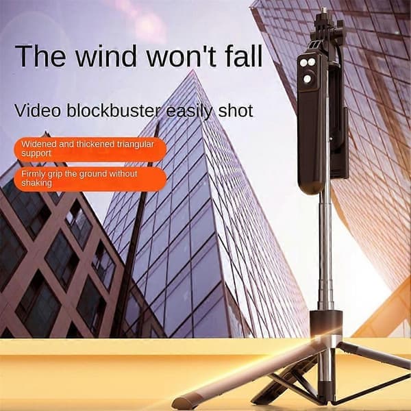 Extendable Phone Holder Selfie Stick with Fill Light with Detachable BT Wireless Remote Control for Smartphone