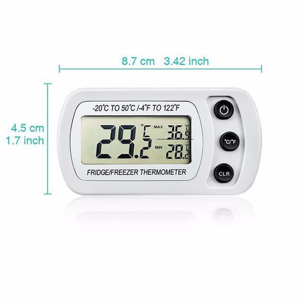 Digital Freezer Thermometer with Temperature Memory, Refrigerator, Suitable for Kitchen White