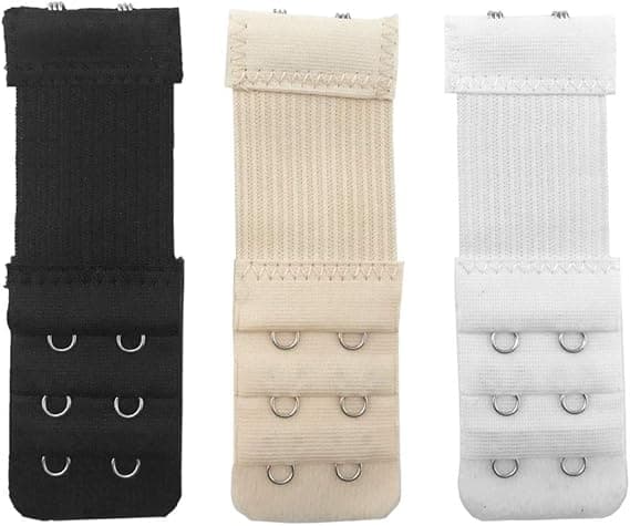 3-pack BH-förlängare Elastiska Förlängare Set 2 Krokar (Vit, Svart och Hudfärgade) Stil 2 Style 2