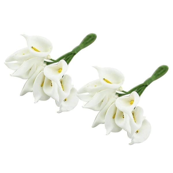 12 stk Mini Calla Kunstige Blomster Bukett Bryllupsdekor DIY Krans Gave Hvit