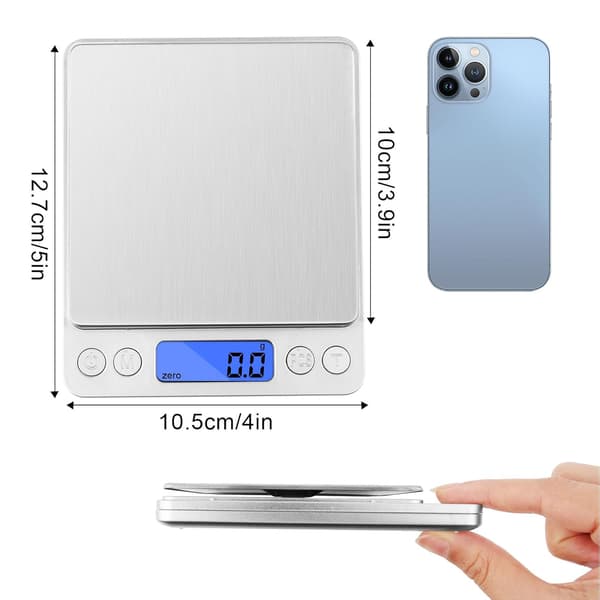3000G/0.1g High Precision LCD USB Rechargeable Digital Kitchen Scale, Pocket Scale, Jewelry Scale, Black