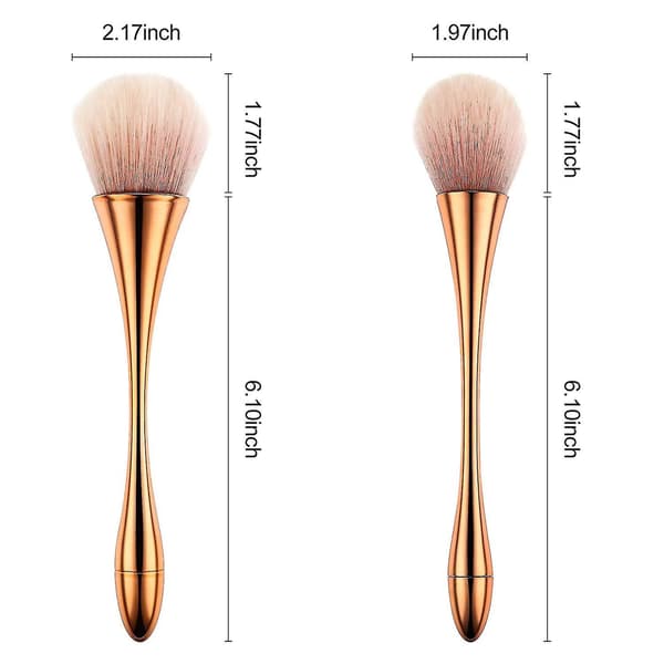 2 stk. store mineralpudderbørster, bløde, fluffy makeupbørster til foundation, blush og highlighter, professionelt makeupbørstesæt til blending, polering