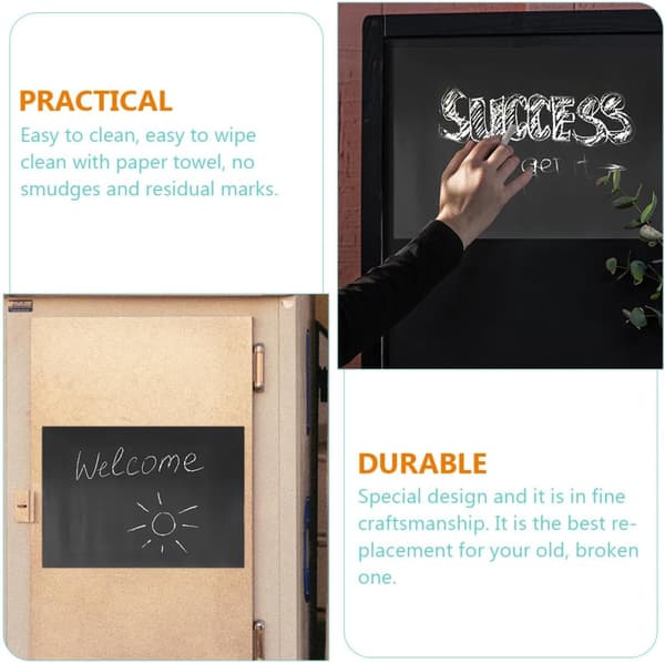 Black A4 Magnetic Dry Erase Board for Refrigerator, Small Magnetic Chalkboard Notepad