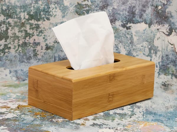 Bambu rektangulär vävnadslåda | Vävnadshållare | Servettdispenser | Vävnadsöverdrag | Vävnader ingår ej | H8,5 x B24 x D12 cm |