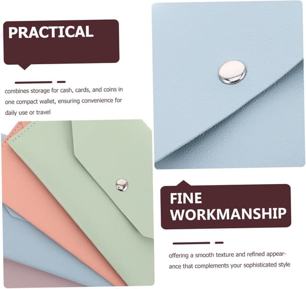4pcs PU Leather Card Holder Wallet Cash Organizer Envelope Money Pouch