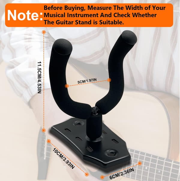 Gitarrväggfäste Hängare 2-pack, Metallgitarrhängare med skruvar, Gitarrfäste med skyddssvamp, Gitarrhållare Stativ Lämplig för Bas/Gitarr