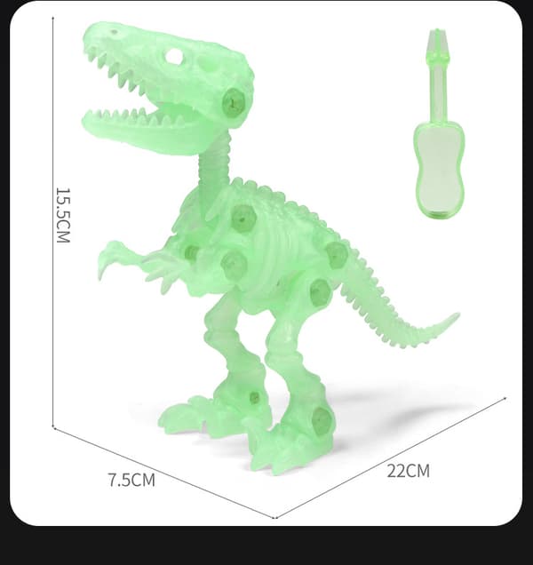 Lysende Dinosaur Skelet Legetøj med 1 Skruetrækker, 2 Udgravninger