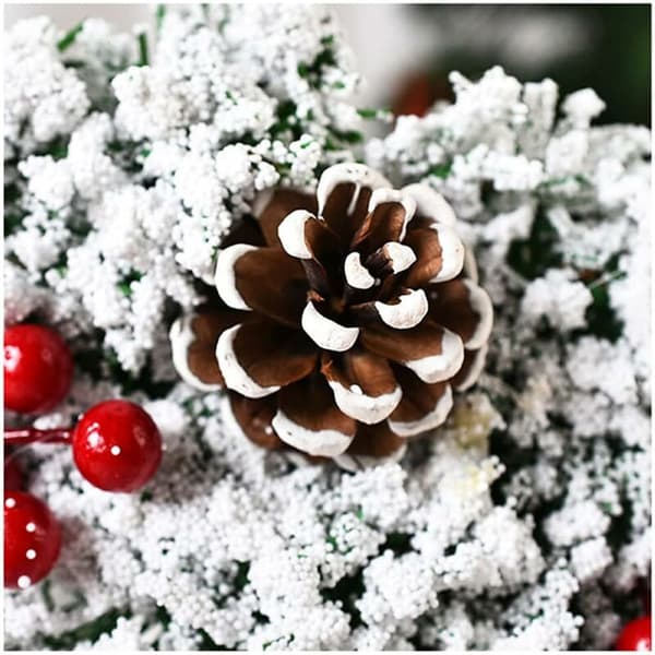 Christmas Wreath, Window Hanging Winter Door Wall Decor 12.6\" with Pine Cones, Berry Clusters