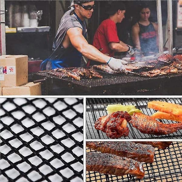 BBQ Grill Mesh Mat Set, 6 stk Non-stick Gjenbrukbare Grillmatter Baketilbehør for Grilling