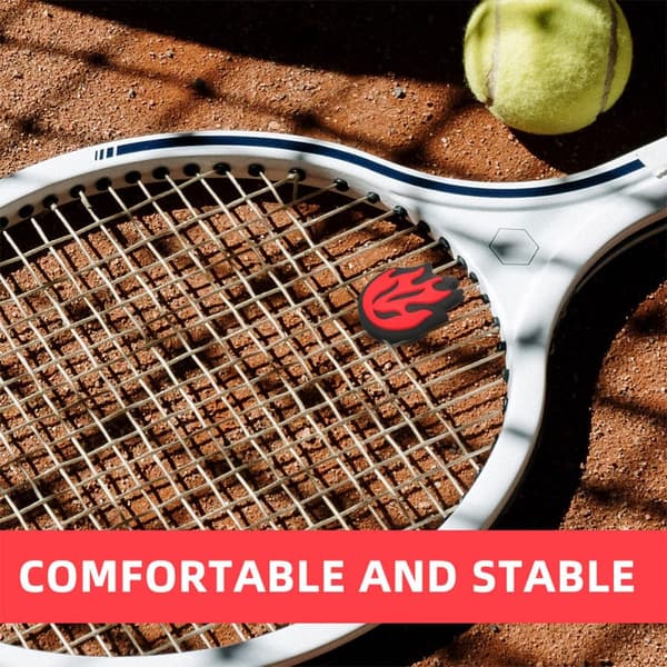 2 pcs. Silicone Vibration Dampeners for Tennis Racket with Flame Design, Red Shock Absorbers