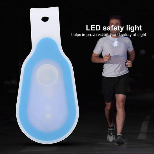 Running Light for Runners, Waterproof Portable LED Mini Night Button Silicone Clip Lamp Strobe Light (Blue)