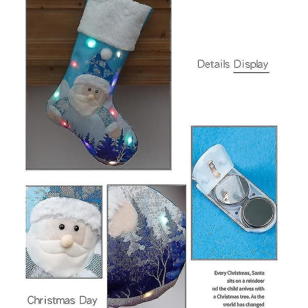 Hmwy-(B) Julstrumpor Julklappsstrumpor Juldekorationer Blå Lysande Presentpåse