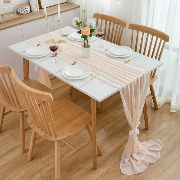 Champagne Chiffon Table Runner - 70cm x 3m - Wedding Table Decoration for Birthday, Communion, Party, Celebration