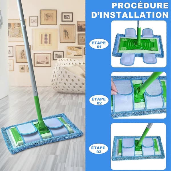 3-pak, Blå Swiffer Sweeper-kompatibel, Genanvendelig erstatningspude