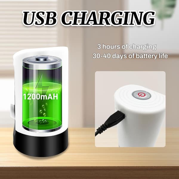 Water dispenser for 5 gallon bottle, portable electric water pump with USB data cable, white automatic drinking water bottle pump