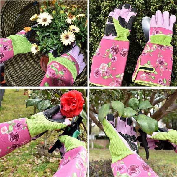 Rose beskæringshandsker til kvinder, havehandsker, pink, smukke
