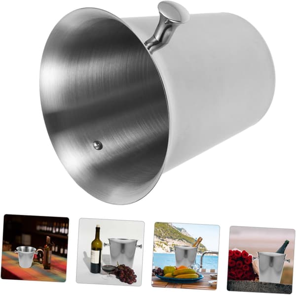 Thickened 3L Stainless Steel Ice Bucket with Cone Shape for Bar and Wine Chilling