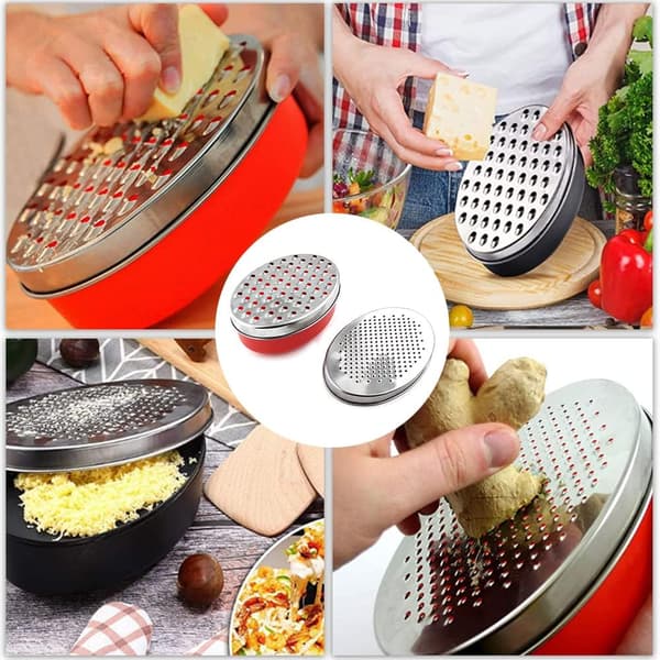 Cheese Grater Two Sides Vegetable Slicer Stainless Steel Potato Shredder with Container Use for Carrots Cucumbers(Red)