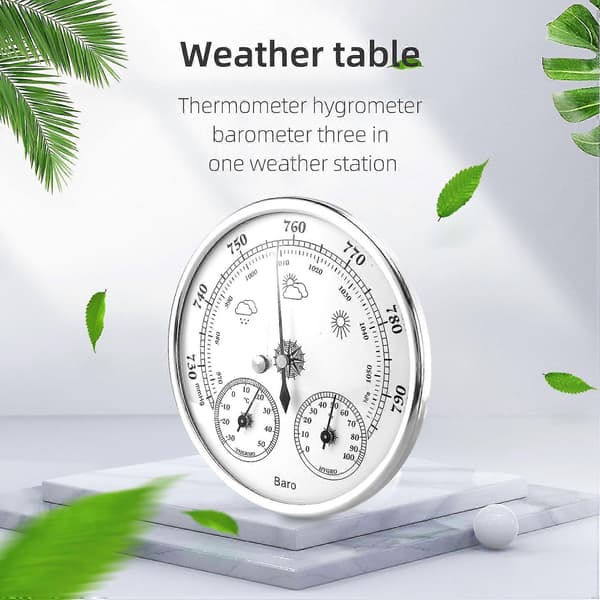 Vægmonteret husholdningstermometer hygrometer høj nøjagtighed trykmåler luftvejrinstrument B