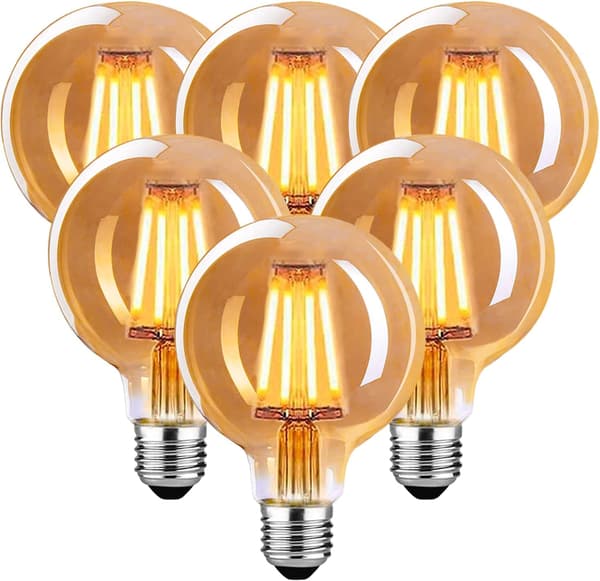 Edison Vintage Light Bulb E27, E27 LED Vintage 4W G80 Retro LED Lamp Warm, for Pendant Lamp, Table, Wall Lamp, 6-pack