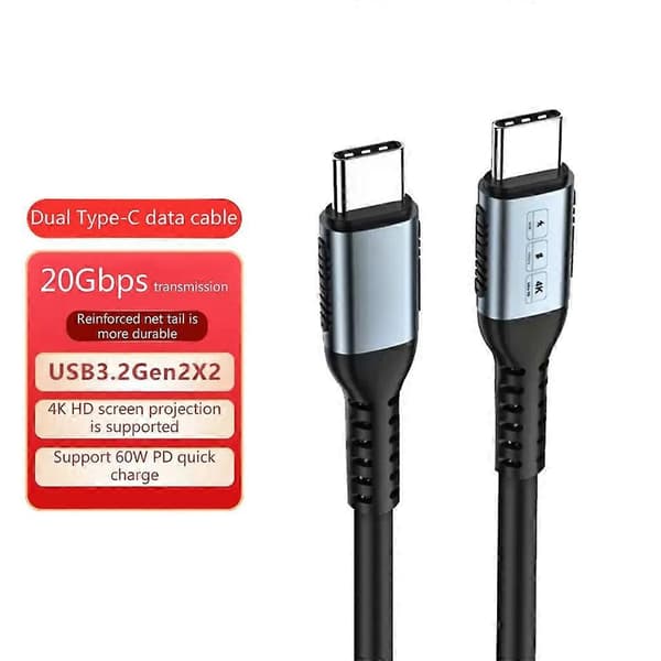 Höghastighetskabel USB3.2 Gen2 USB C PD60W Snabbladdning 5A 4K@60Hz Datakabel_tfrf