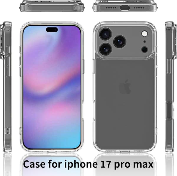 Crystal Clear Case for iPhone 17 Pro Max [Military Grade Protection] Shockproof Protective Hard Cover Slim iPhone 17 Pro Max Phone Case, Clear
