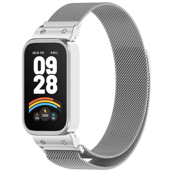 Magneettinen rannekoru integroidulla metallikehyksellä [DB] Xiaomi Smart Band 9 Active/Redmi Band 3 Multicolor Silver -älykellolle Multicolor Silver